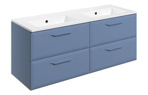 Stafford 1210mm Wall Hung 4 Drawer Basin Unit w/2TH Basin - Matt Misty Blue